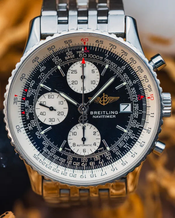 2002 Breitling Old Navitimer II 41MM Black Dial Steel Bracelet (A1332212/B502)