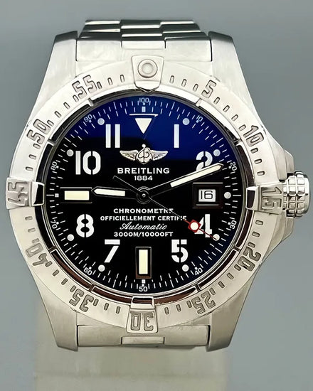 No Reserve - 2013 Breitling Avenger Seawolf 45MM Black Dial Steel Bracelet (A1733010B906)