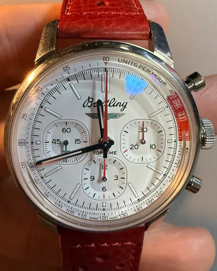 Breitling Top Time 41MM White Dial Leather Strap (AB01766A1A1X1)
