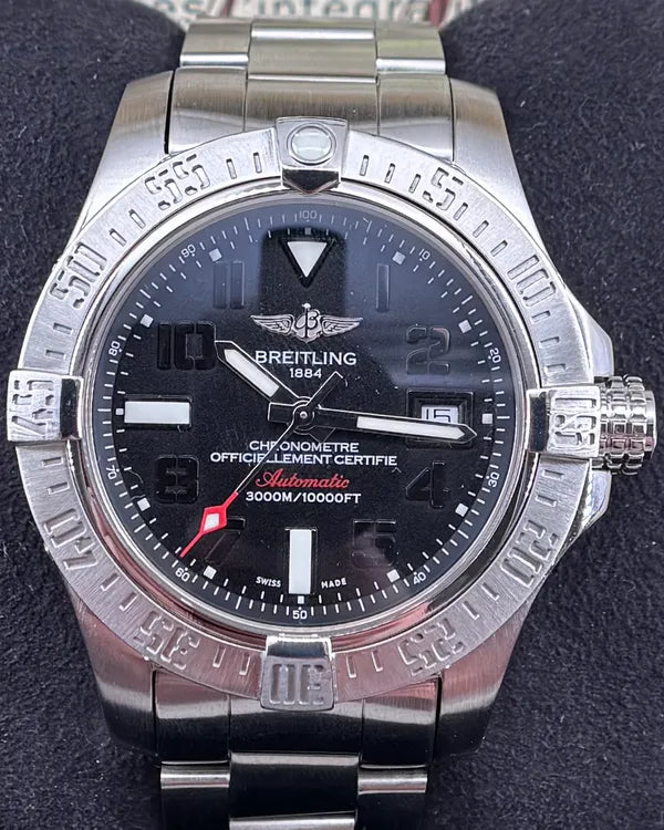 No Reserve - Breitling Avenger II Seawolf 45MM Black Dial Steel Bracelet (A1733110/BC31B)