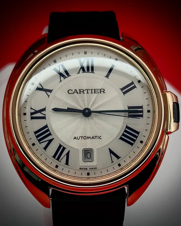 Cartier Cle De Cartier 40MM Silver Dial Aftermarket Rubber Strap (WGCL0004)