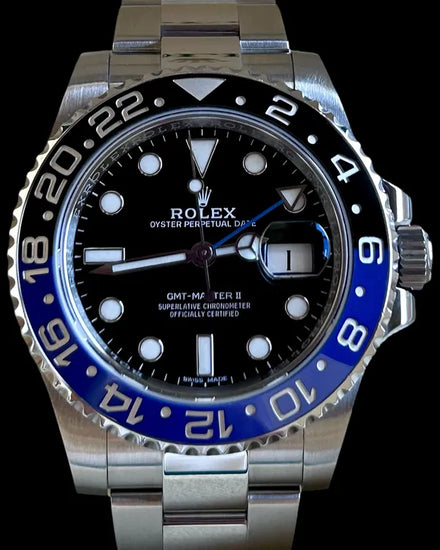 No Reserve - Rolex GMT-Master II "Batman" 40MM Black Dial Oyster Bracelet (116710BLNR)