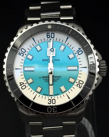 Breitling Superocean 44MM Turquoise Dial Steel Bracelet (A17376)