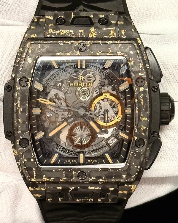 Hublot Spirit Of Big Bang "Carbon Gold Tiger" L.E. 42MM Skeleton Dial Rubber Strap (642.QX.0113.RX.TIG22)