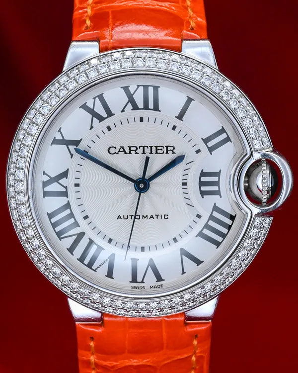 Cartier Ballon Bleu 36MM Silver Dial Leather Strap (WE900651)