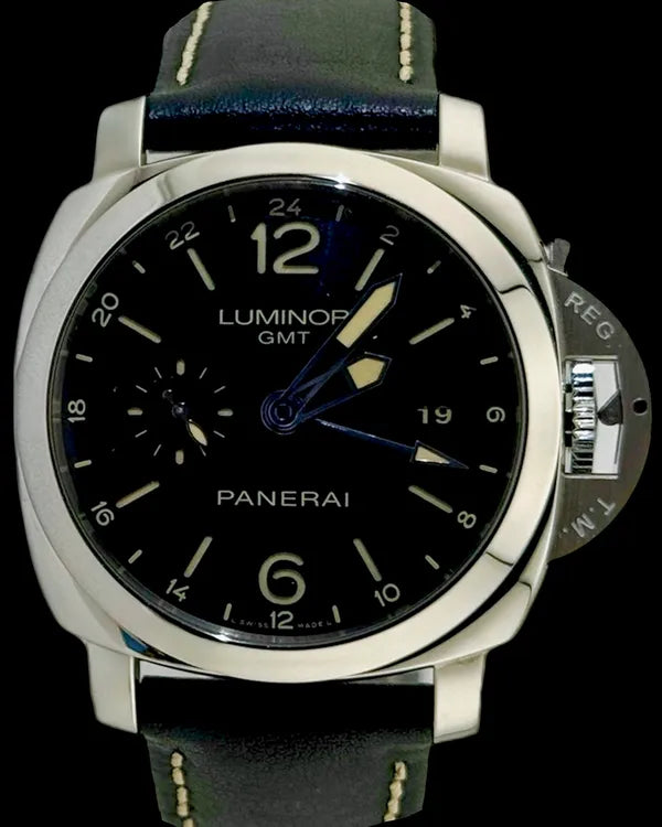 No Reserve - 2016 Panerai Luminor GMT 1950 3 Days 44MM Black Dial Leather Strap (PAM00531)