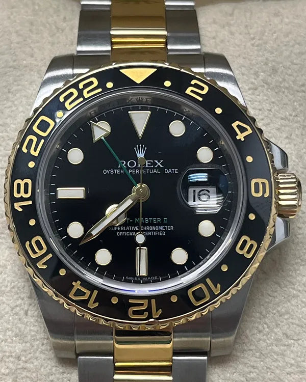No Reserve - Rolex GMT-Master II 40MM Black Dial Two-Tone Oyster Bracelet (116713LN)