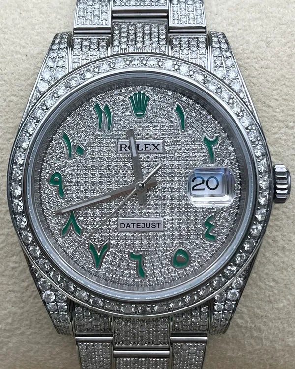 No Reserve - Rolex Datejust 41MM Aftermarket Diamond Pavé Dial Aftemarket Diamond Oyster Bracelet (126300)