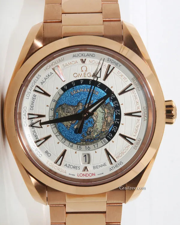 Omega Seamaster Aqua Terra Worldtimer 43MM Silver Dial Rose Gold Bracelet (220.50.43.22.02.001)