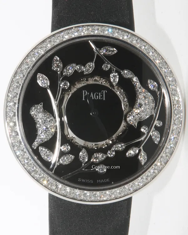 Piaget Limelight Gala Garden Party 39MM Quartz Black Dial Textile/Leather Strap (G0A36169)