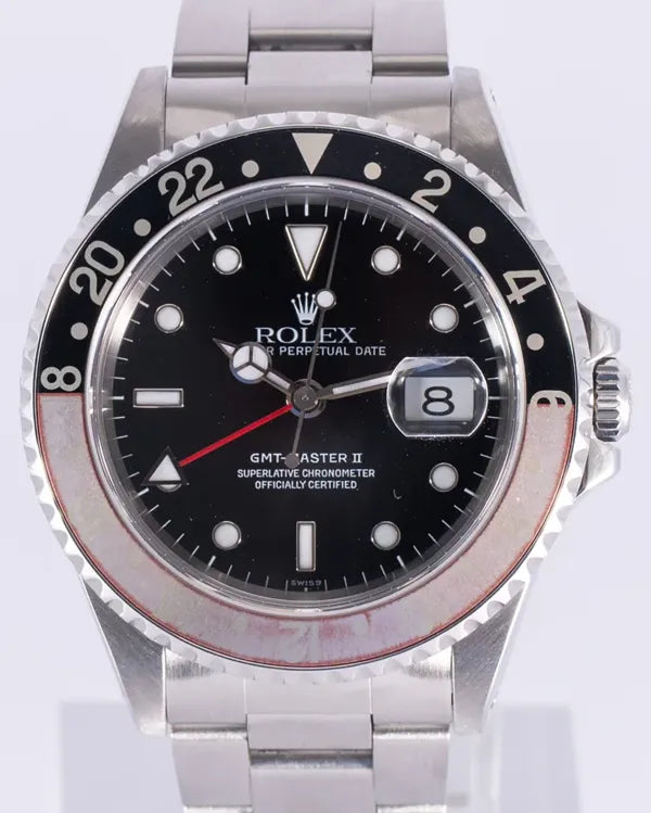 1999 Rolex GMT-Master II "Faded Coke" 40MM Black Dial Oyster Bracelet (16710)