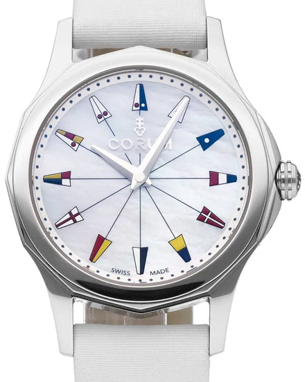 Corum Admiral's Cup Legend 32MM Quartz Mother Of Pearl Dial Textile Strap (020.100.20/0049 PN22)