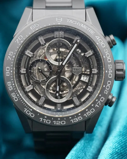 2018 Tag Heuer Carrera Calibre HEUER 01 45MM Skeleton Dial Ceramic Bracelet (CAR2A91.BH0742)