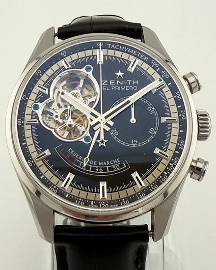 No Reserve - Zenith Chronomaster El Primero 42MM Black Dial Leather Strap (03.2080.4021/21.C496)