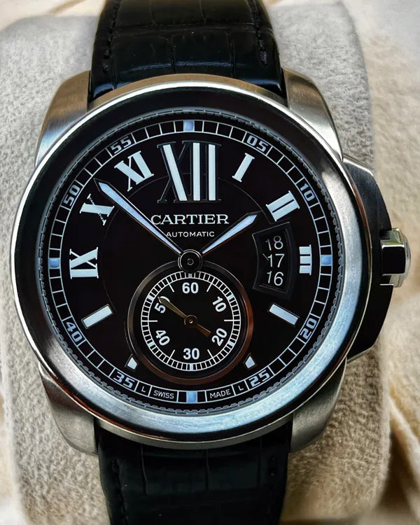 Cartier Calibre de Cartier 42MM Black Dial Leather Strap (W7100041)