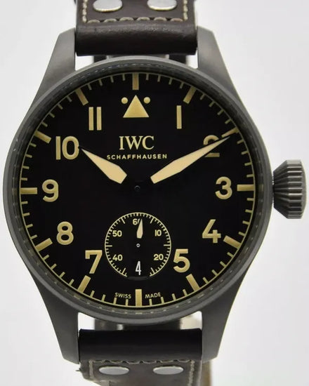2017 IWC Schaffhausen Pilot Big Pilot Heritage 8 Days L.E. 48MM Black Dial Leather Strap (IW510301)