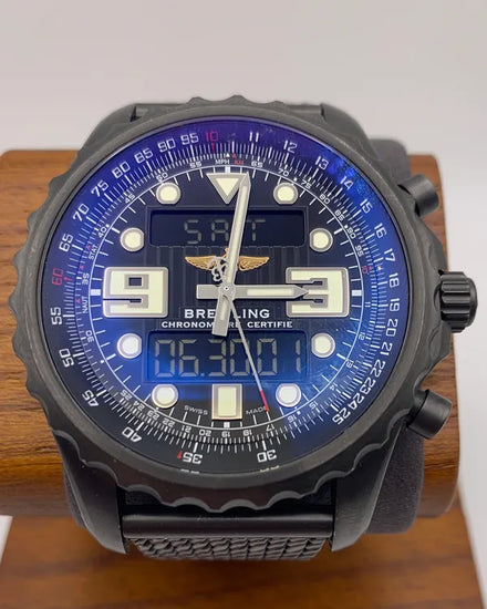Breitling Chronospace Blacksteel L.E. 49MM Quartz Black Dial Steel Bracelet (M78365)