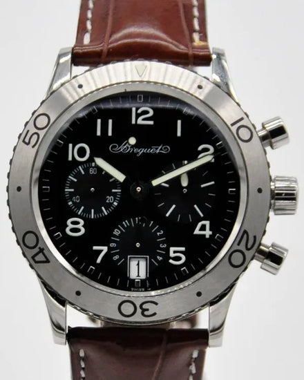 Breguet Type XXI Transatlantique 39MM Black Dial Leather Strap (3820ST/H2/9W6)