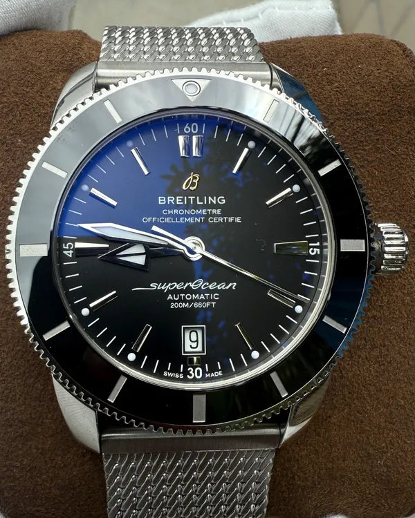 Breitling Superocean Heritage II 46MM Black Dial Aftermarket Steel Bracelet (AB2020121B1S1)