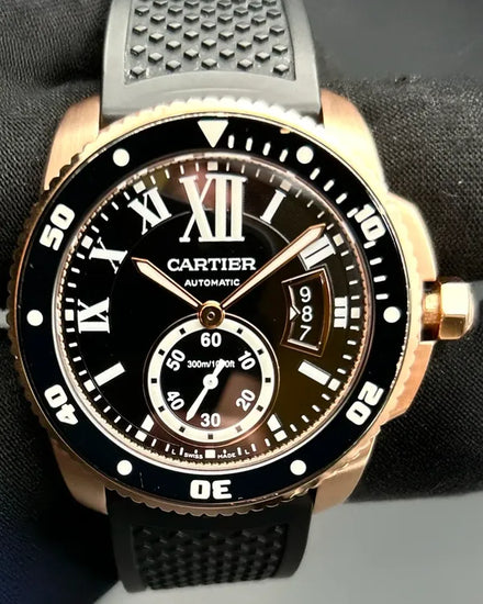 2017 Cartier Calibre de Cartier Diver 42MM Black Dial Rubber Strap (W7100052)