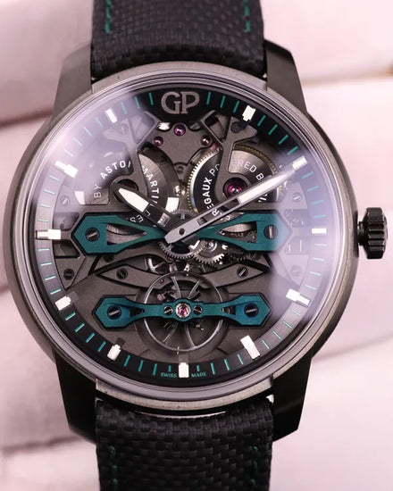 2025 Girard Perregaux Bridges "Neo Bridges Aston Martin" L.E. 45MM Skeleton Dial Textile Strap (84000-21-3236-5CX)