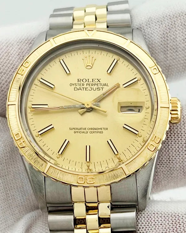 1982 (7.3 Mill Serial) Rolex Datejust Turn-O-Graph "Thunderbird" 36MM Champagne "Pie Pan" Dial Two-Tone Jubilee Bracelet (16253)