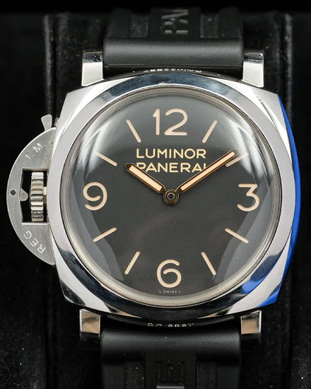 2016 Panerai Luminor 1950 Left Handed 47MM Black Dial Rubber Strap (PAM00557)
