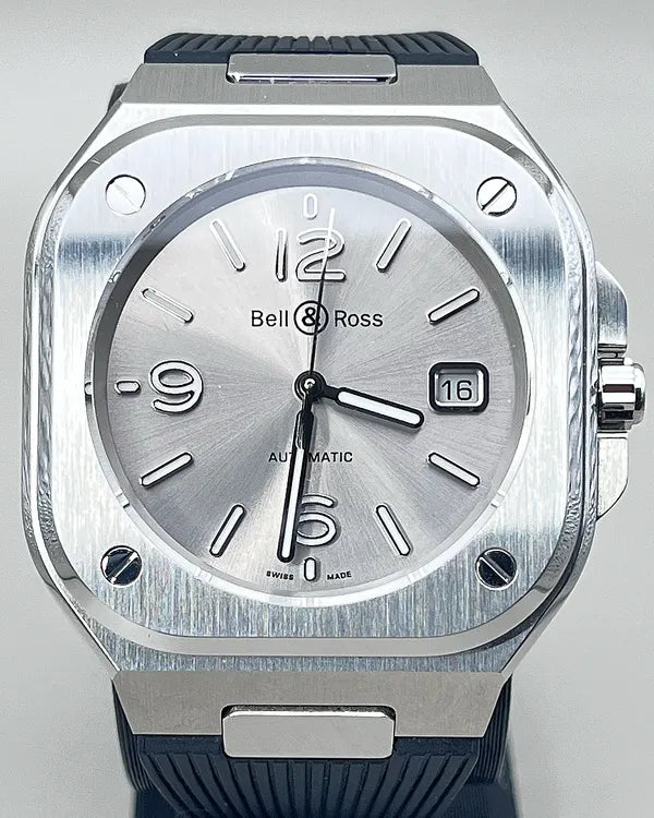 Bell & Ross BR 05 40MM Silver Dial Rubber Strap (BLRBRO5A-GR-ST-SRB)