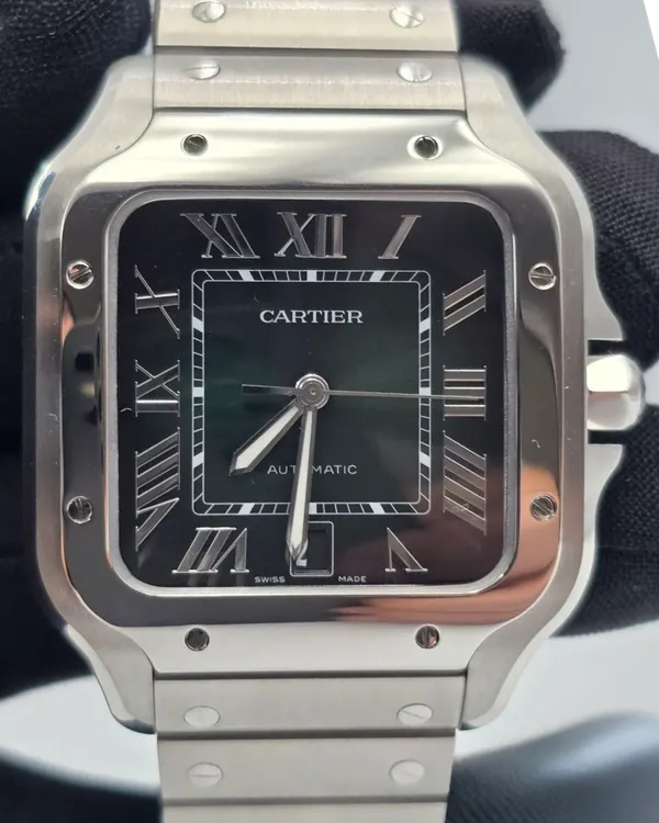 Cartier Santos De Cartier 39.8MM Green Dial Steel Bracelet (WSSA0062)