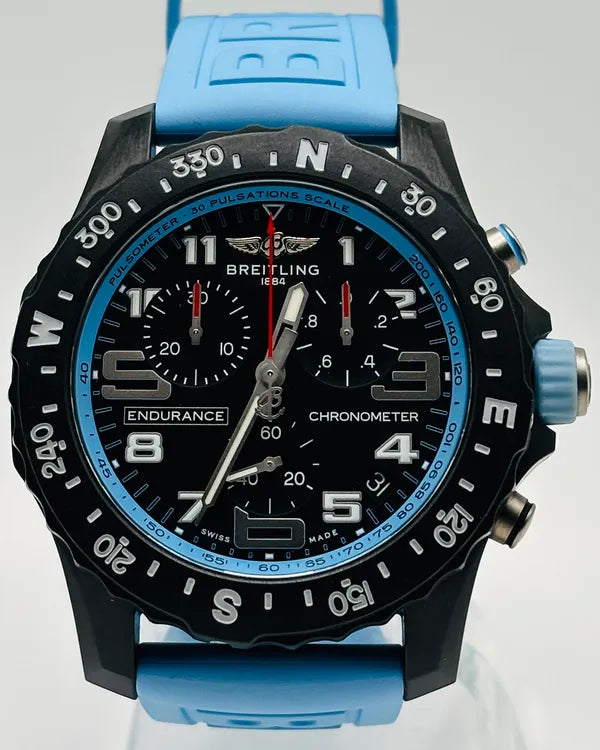 Breitling Endurance Pro 44MM Quartz Black Dial Rubber Strap (X82310)
