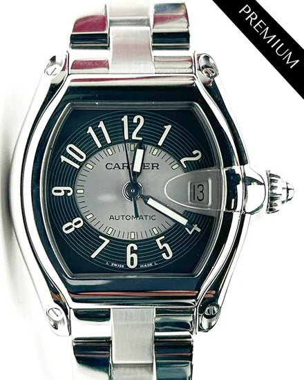 Cartier Roadster 38MM Black/Grey Dial Steel Bracelet (W62001V3)