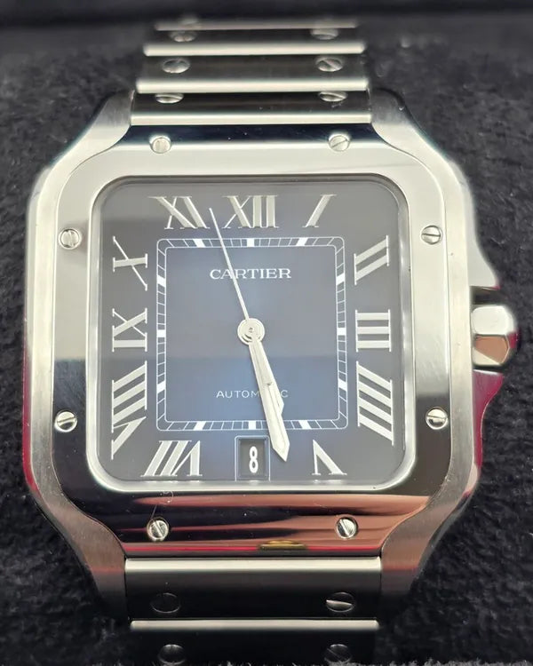 Cartier Santos De Cartier 39.8MM Blue Dial Steel Bracelet (WSSA0071)