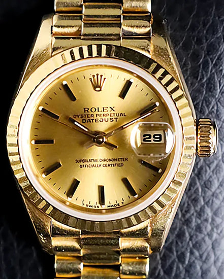 1994 Rolex Lady-Datejust 26MM Champagne Dial Yellow Gold President Bracelet (69178)