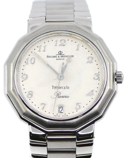 Baume & Mercier Riviera "Tiffany & Co" 36MM Quartz White Dial Steel Bracelet (MV045163)