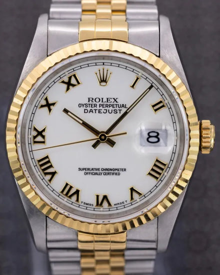 Rolex Datejust 36MM White Dial Two-Tone Jubilee Bracelet (16233)