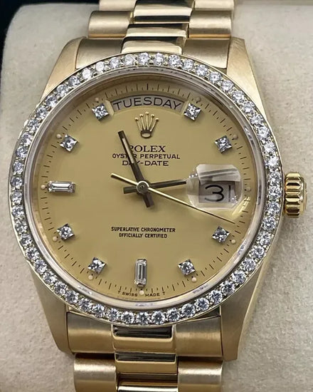 1986 Rolex Day-Date 36MM Champagne Dial Yellow Gold President Bracelet (18038)