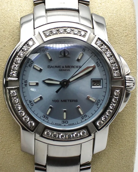 Baume & Mercier Capeland 36MM Quartz Blue Dial Steel Bracelet (65435)