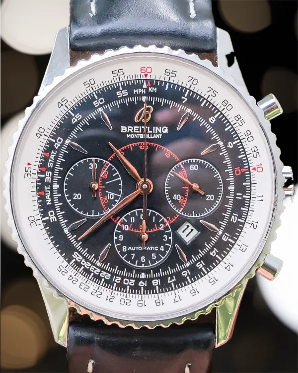 Breitling Montbrillant Navitimer 38MM Black Dial Leather Strap (A41370)