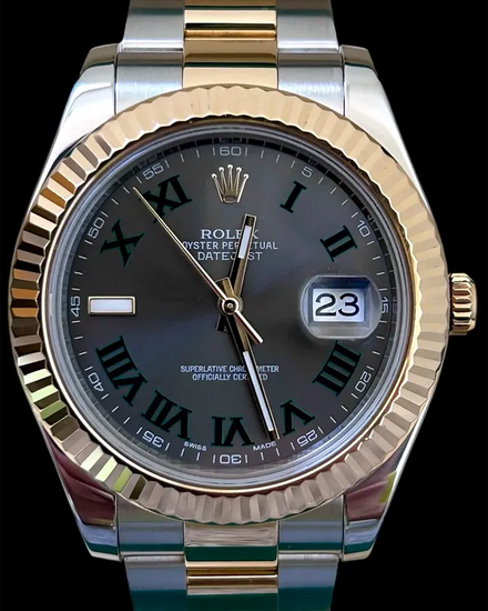 No Reserve - 2015 Rolex Datejust II "Wimbledon" 41MM Slate Dial Two-Tone Oyster Bracelet (116333)
