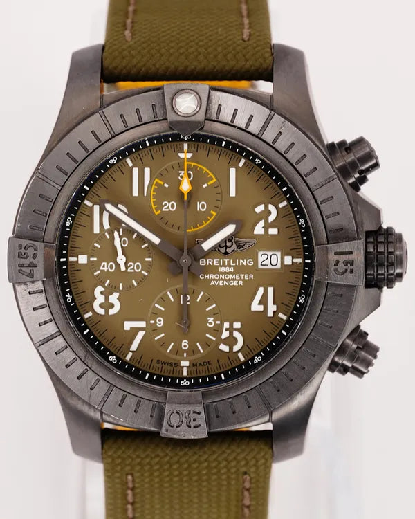 Breitling Avenger Chronograph "Night Mission" 45MM Green Dial Textile Strap (V13317)