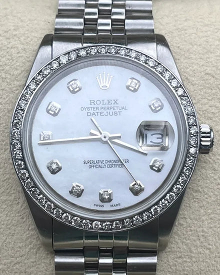 No Reserve - Rolex Datejust 36MM Aftermarket Mother of Pearl Dial Jubilee Bracelet (1603)