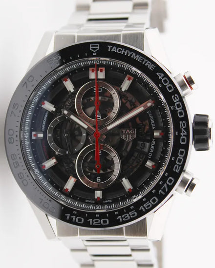 2017 Tag Heuer Carrera 45MM Skeleton Dial Steel Bracelet (CAR2A1W.BA0703)
