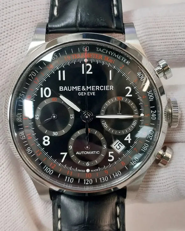 Baume & Mercier Capeland 42MM Black Dial Leather Strap (MOA10084)