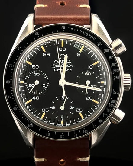 Omega Speedmaster Reduced 39MM Black Dial Aftermarket Leather Strap (3510.50.00)