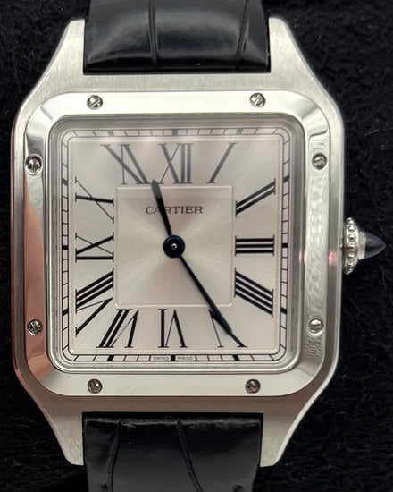 Cartier Santos Dumont 31.4MM Quartz Silver Dial Leather Strap (WSSA0022)