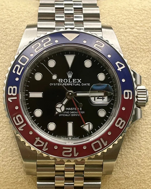 No Reserve - Rolex GMT-Master II "Pepsi" 40MM Black Dial Jubilee Bracelet (126710BLRO)