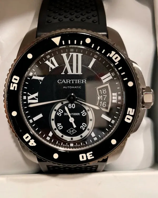 Cartier Calibre de Cartier Diver 43MM Black Dial Rubber Strap (WSCA0006)