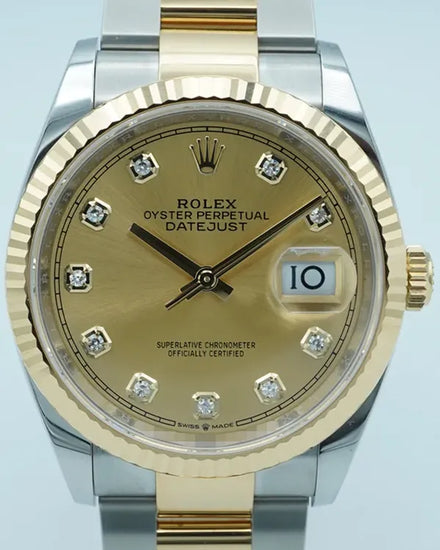 2023 Rolex Datejust 36MM Champagne Dial Two-Tone Oyster Bracelet (126233)