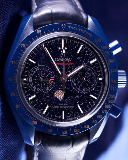 2023 Omega Speedmaster Moonphase "Blue Side of the Moon" 44.25MM Aventurine Dial Leather Strap (304.93.44.52.03.002)