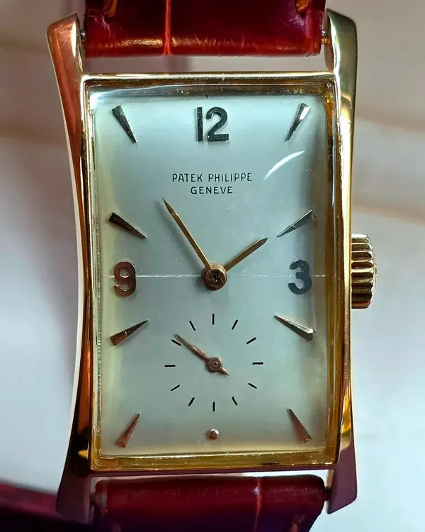 Patek Philippe Hour Glass "Tegola" 27.5MM Silver Dial Leather Strap (1593)